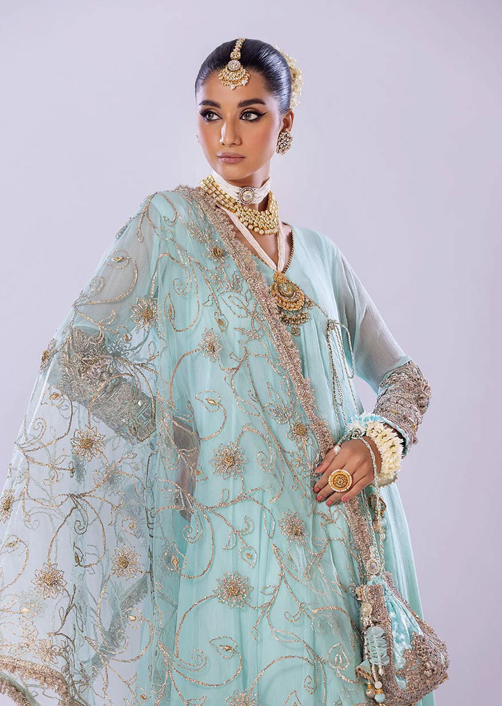 P-256 - Turquoise - Readymade - Basics by Khuda Baksh Creations 2024 - Memsaab Online