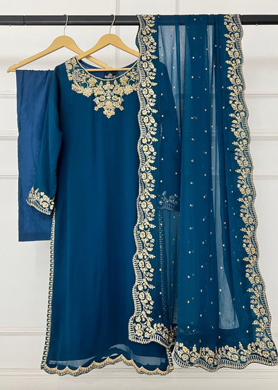 SRB1303 - Wafa - Teal - Sehrish.B Designer - Memsaab Online