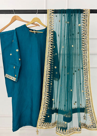 SRB1221 - Rubab - Teal- Sehrish.B Designer - Memsaab Online