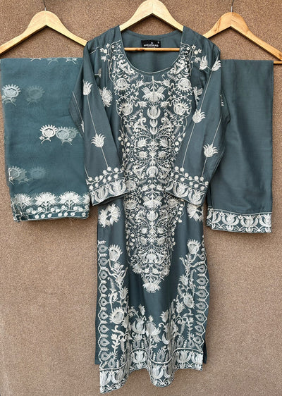 HK300 - Teal - Readymade - Mother & Daughter Linen Outfit 2025 - Memsaab Online