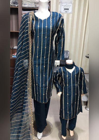 BP1205 Teal Mummy & Me Linen Suit - Memsaab Online