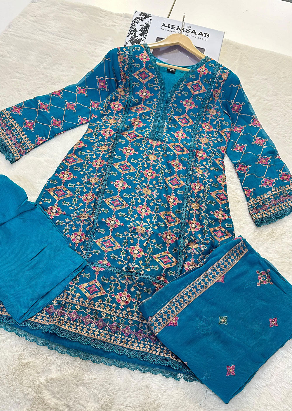 WA-360-L - Teal Readymade - Ramsha Suit 2024 - Memsaab Online