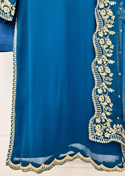 SRB1303 - Wafa - Teal - Sehrish.B Designer - Memsaab Online