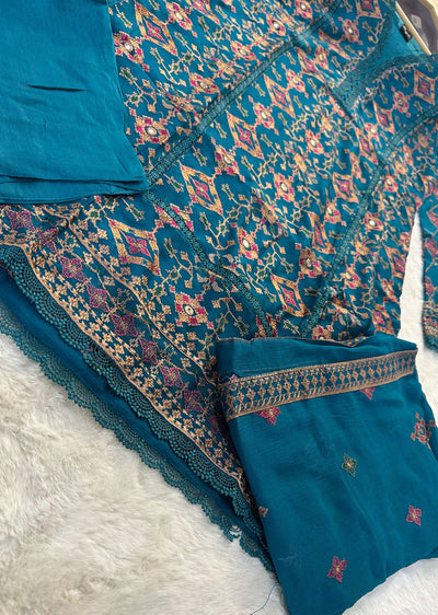 WA-360-L - Teal Readymade - Ramsha Suit 2024 - Memsaab Online