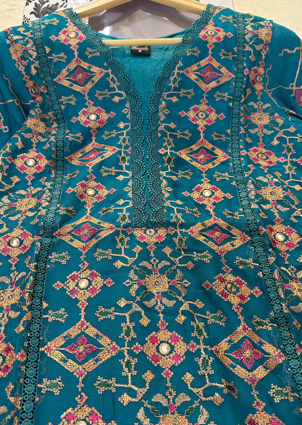 WA-360-L - Teal Readymade - Ramsha Suit 2024 - Memsaab Online