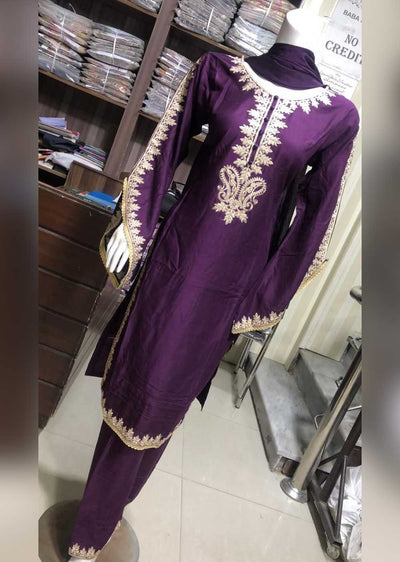 BP1113 Purple Readymade Linen Mother & Daughter Suit - Memsaab Online