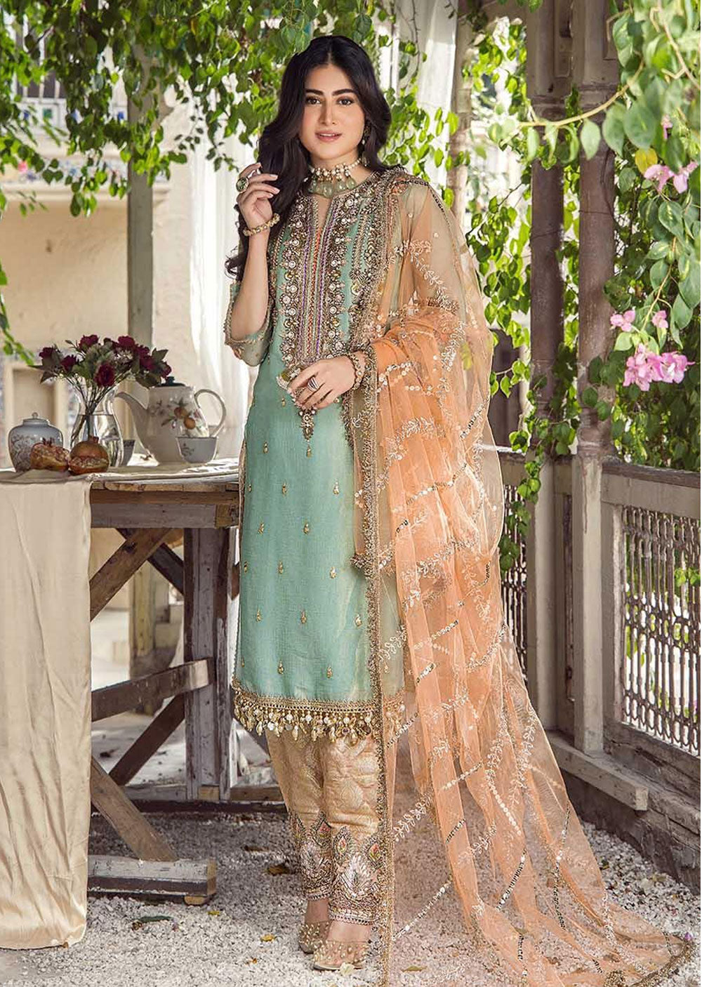 P-237 - Turquoise - Readymade - Khuda Baksh Creations 2024 - Memsaab Online