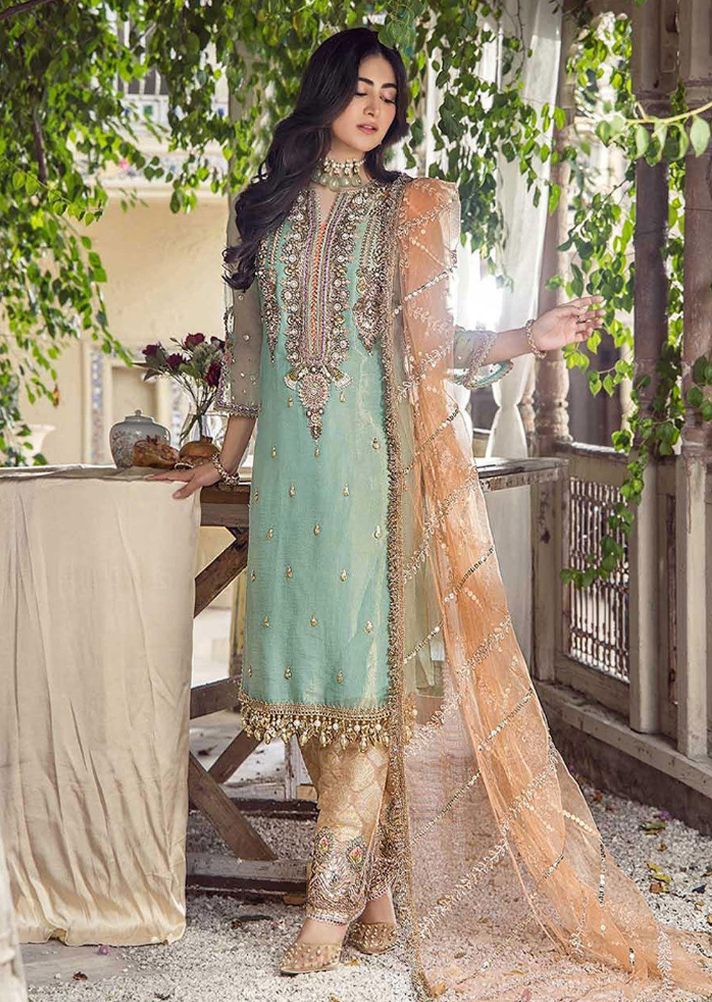 P-237 - Turquoise - Readymade - Khuda Baksh Creations 2024 - Memsaab Online