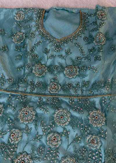 ASF207 Turquoise Semi Stitched Net Suit - Memsaab Online