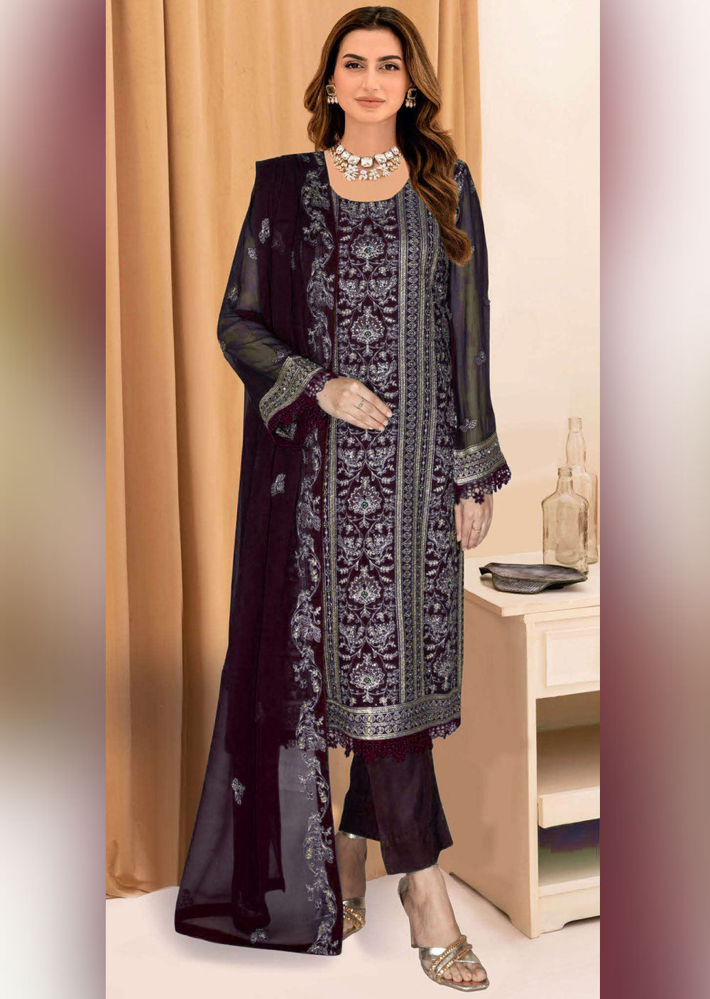 WA-385-G- Readymade - Ramsha Chiffon Suit 2024 - Memsaab Online