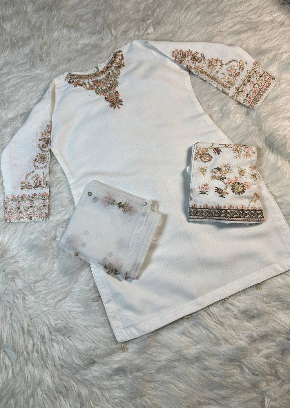 HK279 - KASHF - White Linen Oufit - Mummy n Me - Memsaab Online