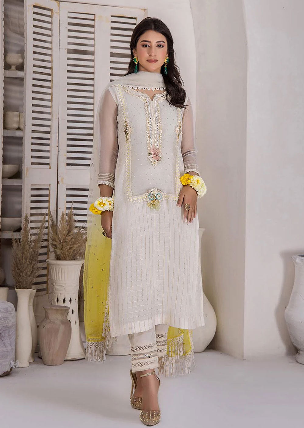 F-141- Offwhite - Readymade - Basics by Khuda Baksh Creations 2024 - Memsaab Online