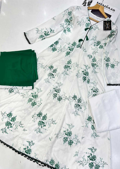 RGZ9925 White Embroidered Linen Dress - Memsaab Online