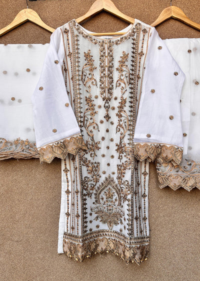 UJK-02 - White - Readymade - Florine Chiffon Suit 2025 - Memsaab Online