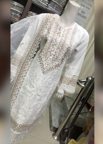 BP1112 White Readymade Organza Suit - Memsaab Online