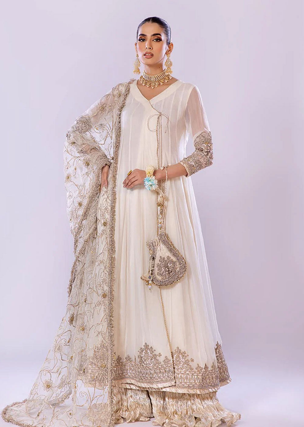 P-256 - Offwhite - Readymade - Basics by Khuda Baksh Creations 2024 - Memsaab Online