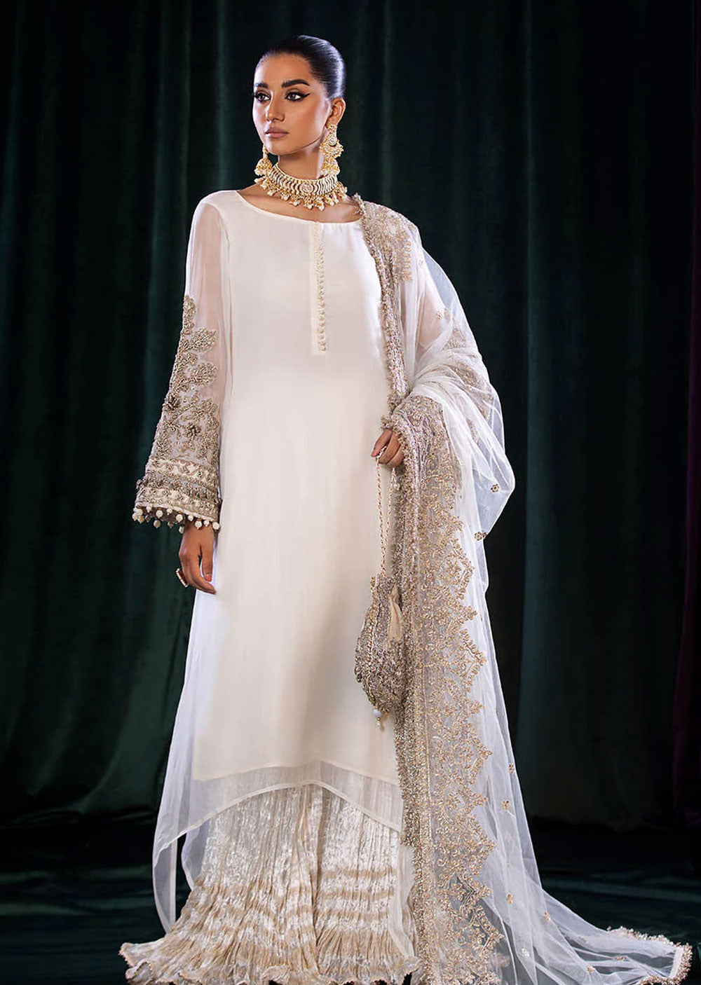 P-255- White - Readymade - Khuda Baksh Creations 2024 - Memsaab Online