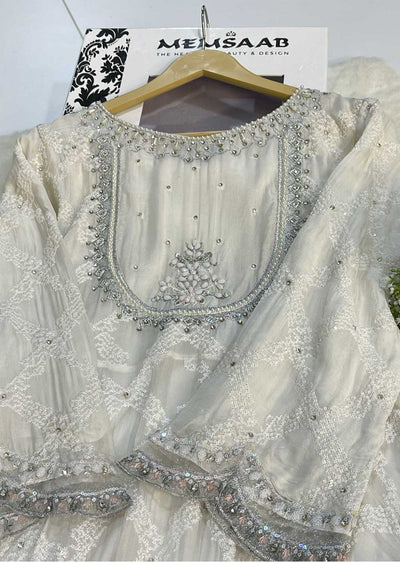 H-1113 White - Chiffon Maxi Dress - Memsaab Online