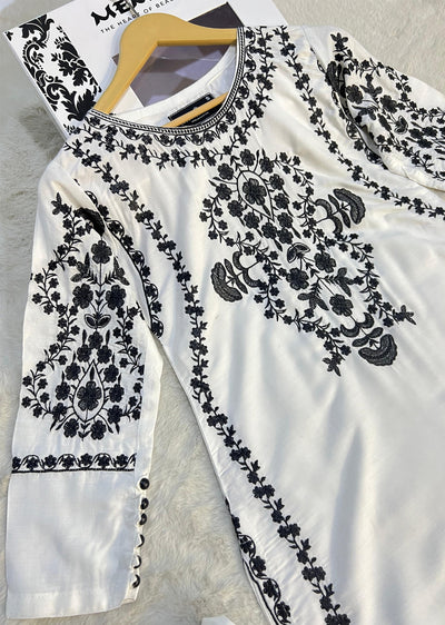 HK280 - Zareen - White Linen Outfit - Memsaab Online