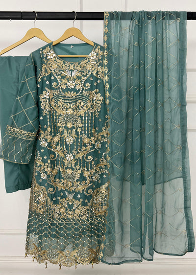 SLM614 Yaya - Readymade Green Chiffon Outfit - Memsaab Online