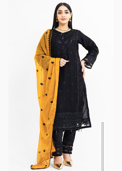 RGZ4018 Readymade Black/Mustard Chiffon suit Mummy and Me - Memsaab Online