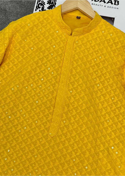 WTH15001 Yellow Mens Kurta Pajama Set - Memsaab Online