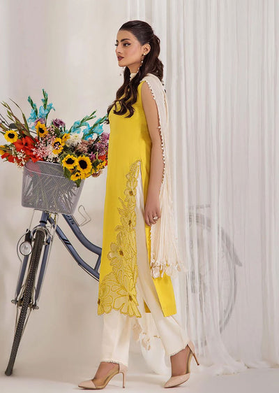 F-138- Yellow - Readymade - Basics by Khuda Baksh Creations 2024 - Memsaab Online