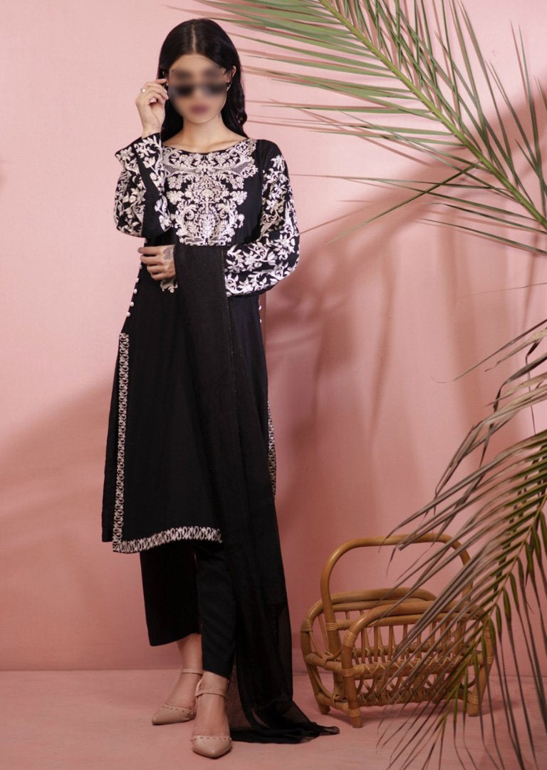 HK29 Readymade Black Mother & Daughter Linen Suit - Memsaab Online