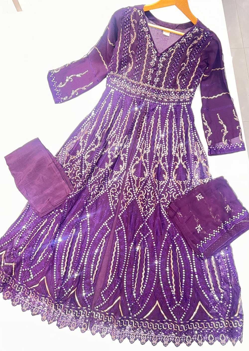 PS0800 Readymade Purple Chiffon Wedding Suit - Memsaab Online