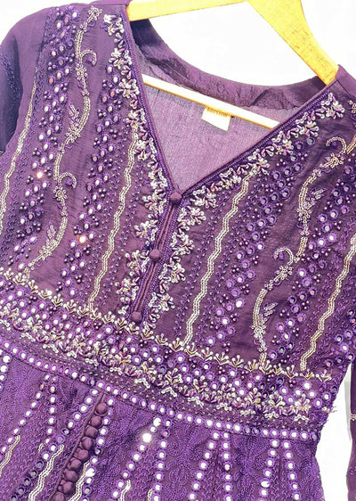 PS0800 Readymade Purple Chiffon Wedding Suit - Memsaab Online