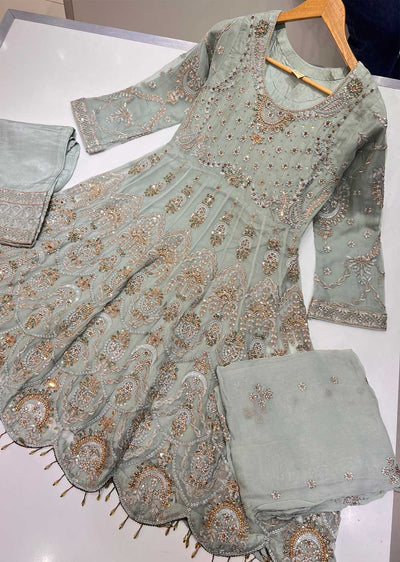 PS0404 Readymade Mint Chiffon Dress - Memsaab Online