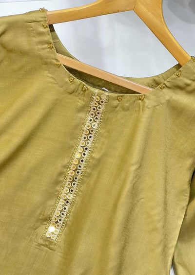 RMD06 Gold Readymade 2 Piece Linen Suit - Memsaab Online