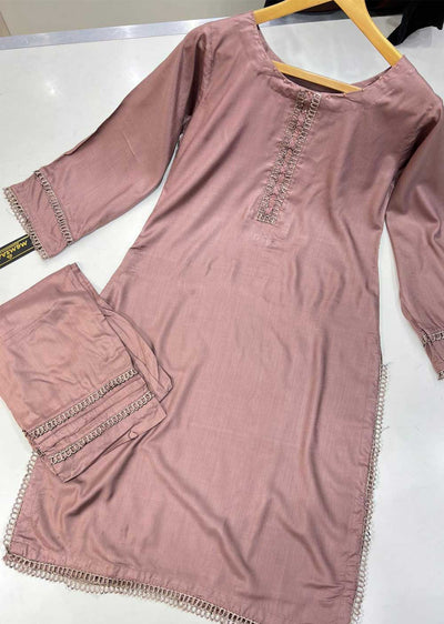 RMD07 Pink Readymade 2 Piece Linen Suit - Memsaab Online
