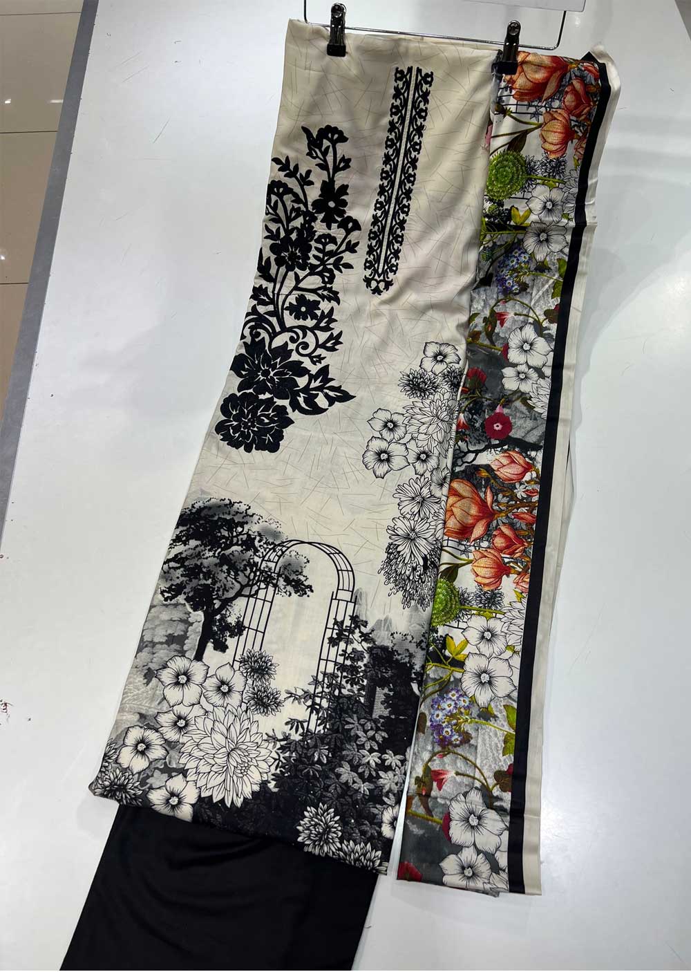 SHN101 Unstitched Embroidered Linen Suit - Memsaab Online