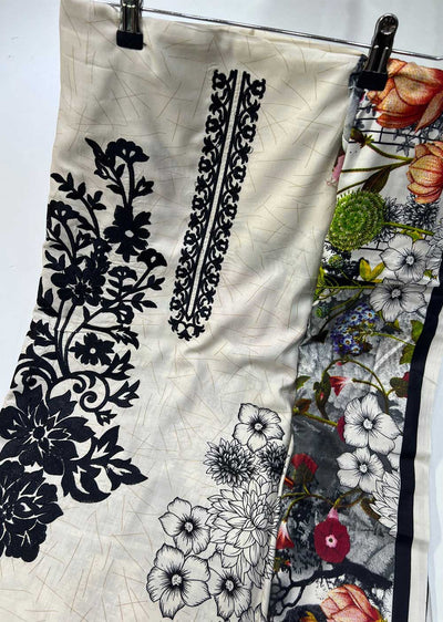 SHN101 Unstitched Embroidered Linen Suit - Memsaab Online
