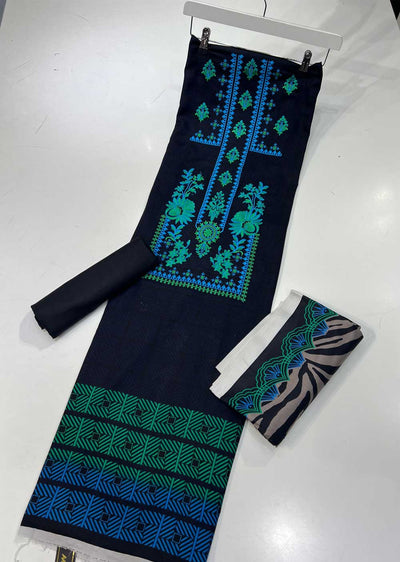 SHN102 Unstitched Embroidered Linen Suit - Memsaab Online