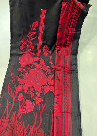 SHN103 Unstitched Embroidered Linen Suit - Memsaab Online