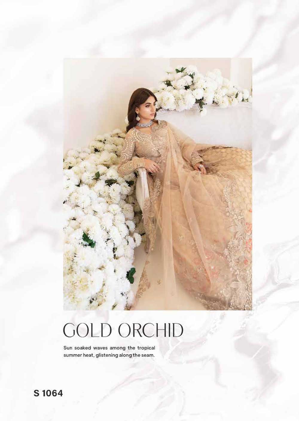 SR-1064 - Gold Orchid - Readymade - Fluer Collection by Imrozia 2022 - Memsaab Online
