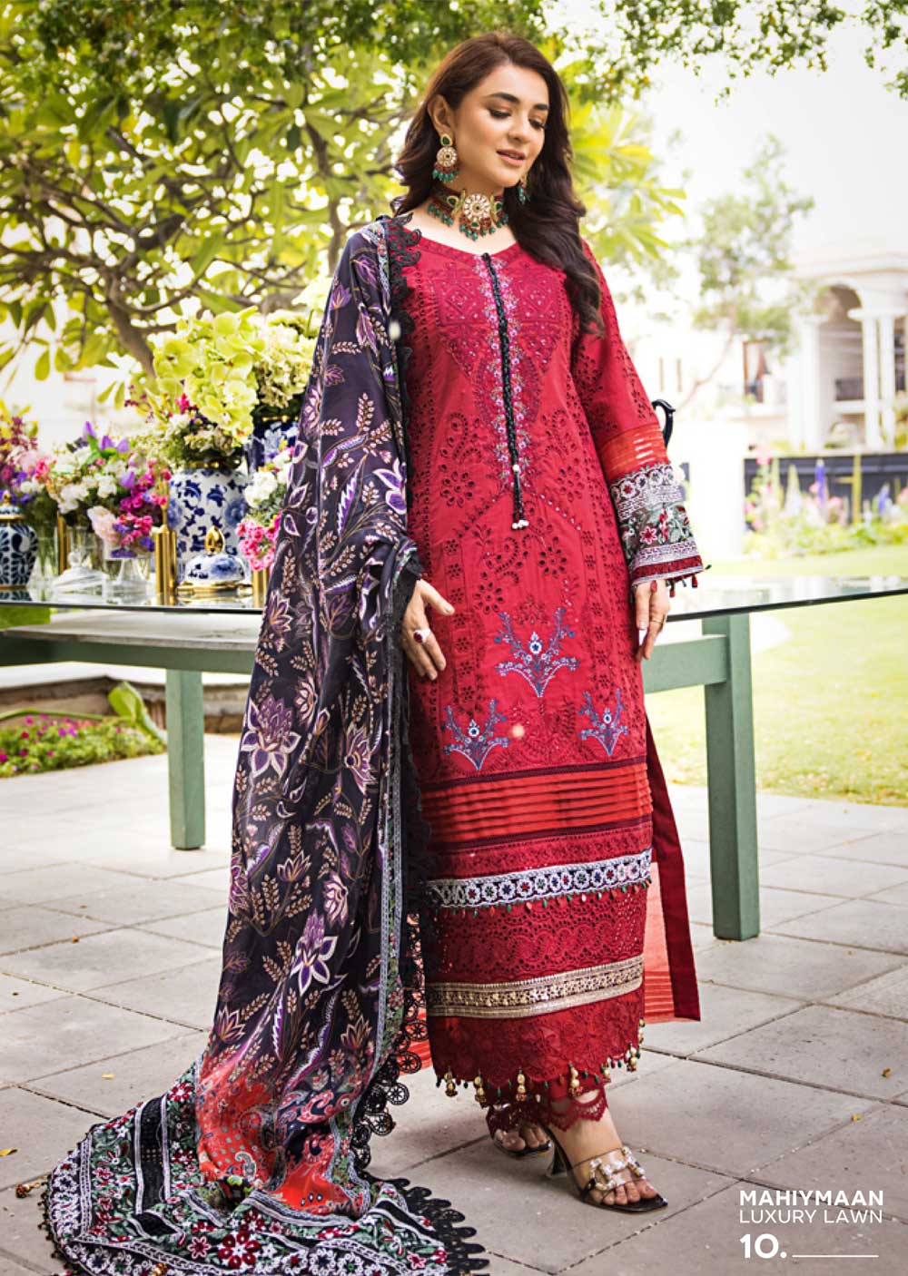 MHA-10-R - Readymade - Mahiymaan Luxury Lawn 2023 - Memsaab Online