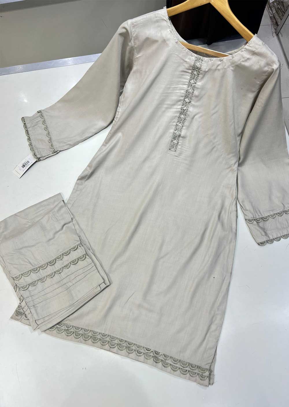 RMD10 Grey Readymade 2 Piece Linen Suit - Memsaab Online