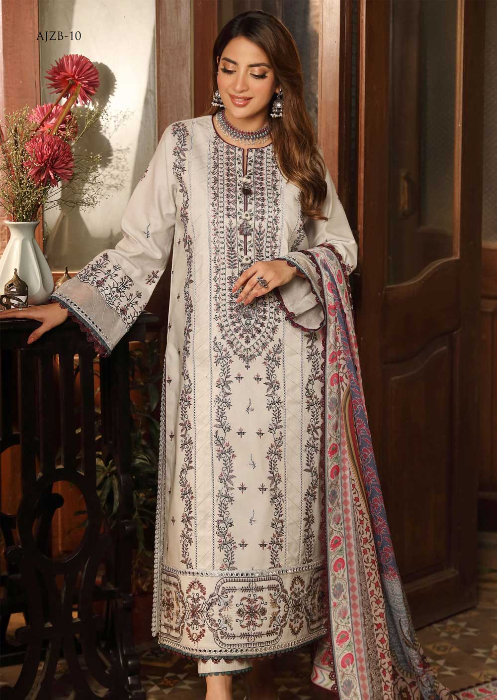 AJZB-10 - Unstitched - Zarq Barq Collection by Asim Jofa 2023 - Memsaab Online