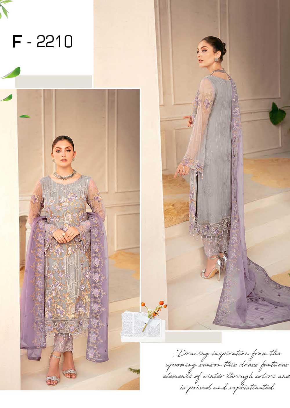 R-2210-R - Readymade - Chiffon Collection by Ramsha Vol 22 - Memsaab Online