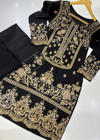 HK112 Riasa Navy Readymade Linen Suit - Memsaab Online