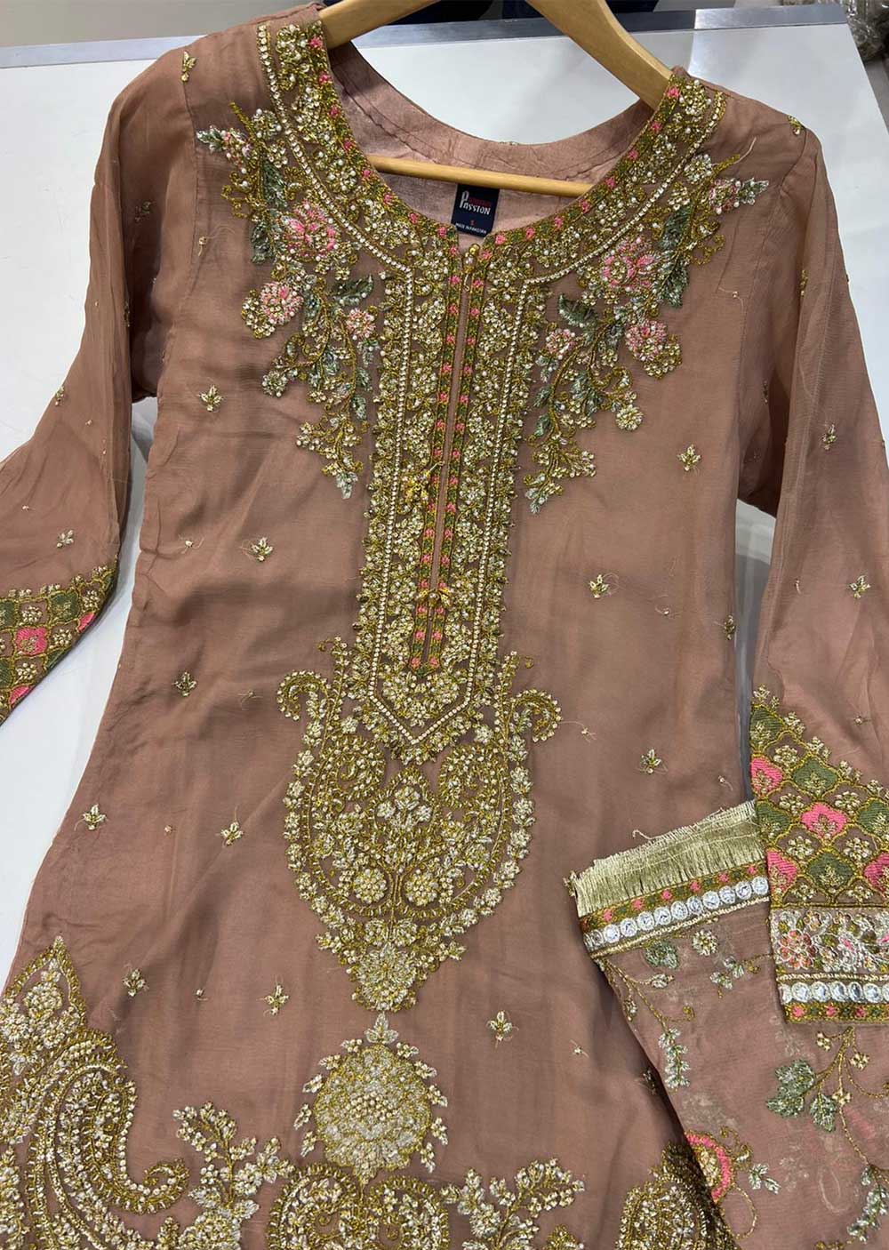 PS1133 Readymade Pink Chiffon Wedding Suit - Memsaab Online