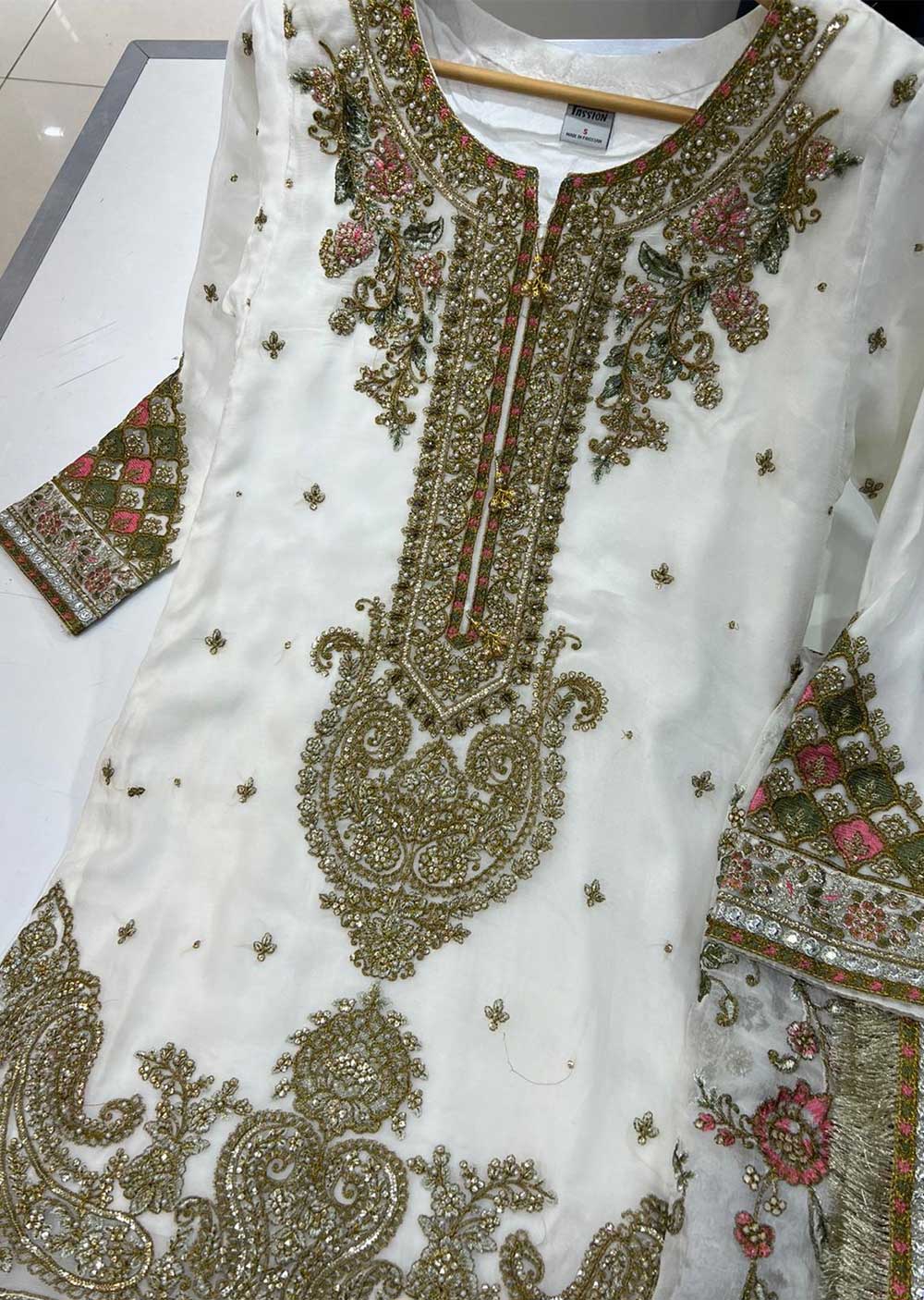 PS1133 Readymade White Chiffon Wedding Suit - Memsaab Online