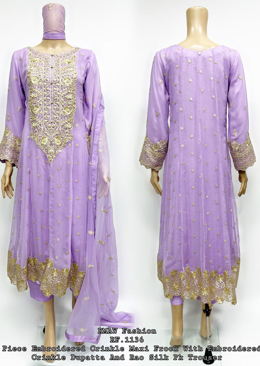RMW-1136 - Purple - Readymade Shararah Suit - Memsaab Online