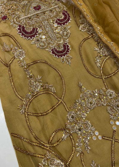 ZN1141 - Gold Wedding Shararah Suit - Memsaab Online