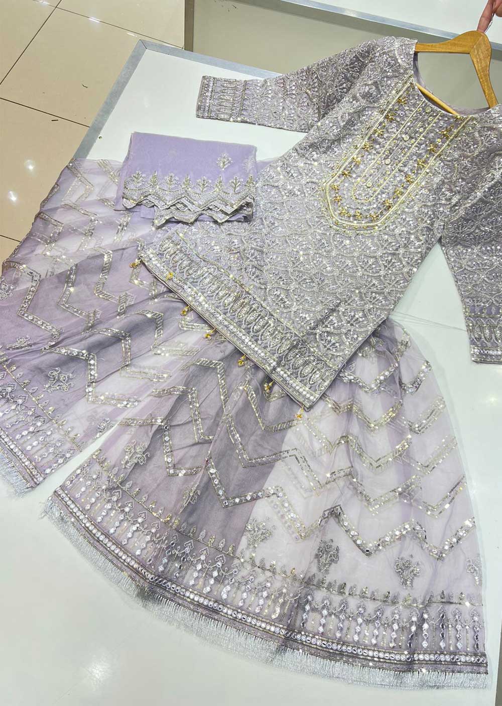 PS1164 Readymade Lilac Net Fancy Outfit - Memsaab Online