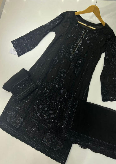 PS1168 Black Readymade Chiffon Suit - Memsaab Online