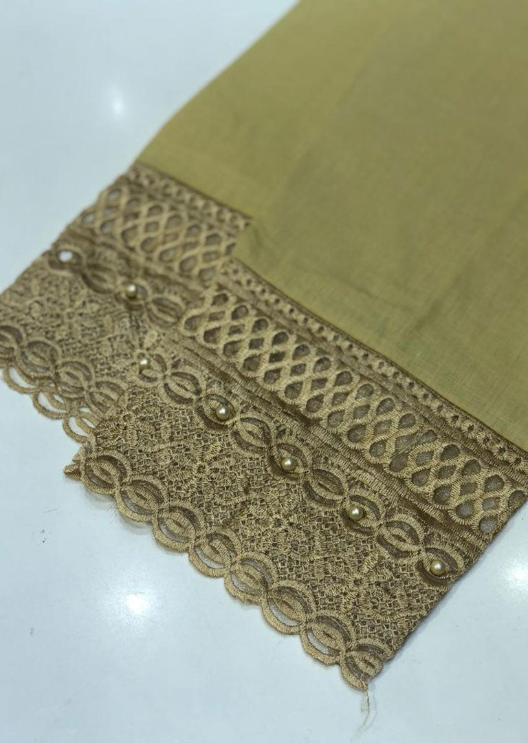 ZAT116 Gold Embroidered cotton trouser - Memsaab Online